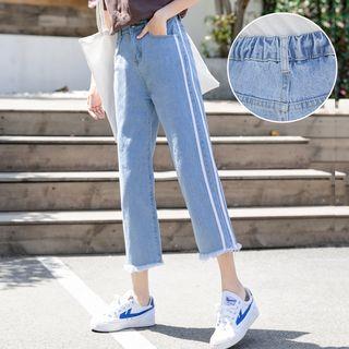Contrast-lining Wide-leg Jeans