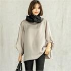 Twisted Balloon-sleeve Satin Blouse