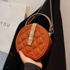 Top Handle Quilted Round Crossbody Bag