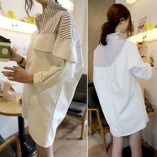 Pinstripe Panel Batwing Dress