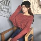 Long-sleeve Chunky Knit Plain Sweater