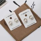 Faux Pearl Rhinestone Mini Hoop Earring Ky10151 - White Bead - Silver - One Size