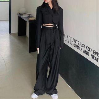 Cropped Blazer / Wide-leg Dress Pants / Set