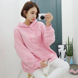 Tall Size Letter Print Boxy Hoodie
