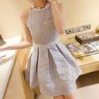 Sleeveless Lace-trim A-line Mini Dress