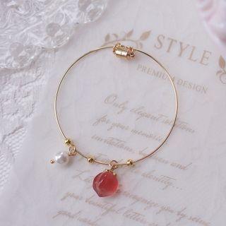 Peach Faux Crystal Alloy Bangle Pink - One Size