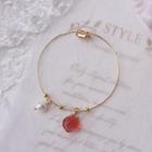Peach Faux Crystal Alloy Bangle Pink - One Size
