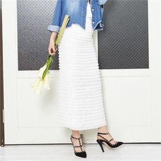 Zip-side Tiered Maxi Skirt