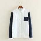 Contrast Color Long-sleeve Shirt