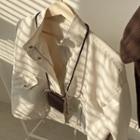 High-neck Short Parka Cream - One Size