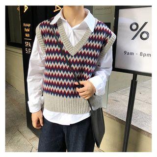 Vintage Print Knit Vest