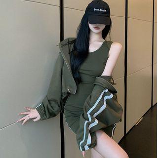 Zip-up Hoodie / Mini Bodycon Tank Dress