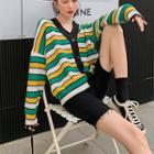 Striped Cardigan Stripes - Green & Yellow & White - One Size