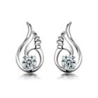 925 Sterling Silver Angel Stud Earrings With White Austrian Element Crystal