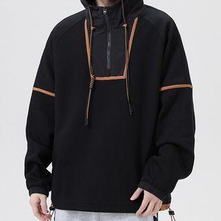Long-sleeve Contrast Trim Half-zip Hoodie
