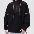 Long-sleeve Contrast Trim Half-zip Hoodie