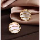 S925 Silver Shell Stud Earring Gray - 8-bead - One Size