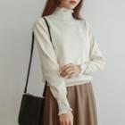 Mock-turtleneck Ruffled Trim Sweater