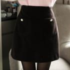 Dual-pocket A-line Miniskirt Black - One Size