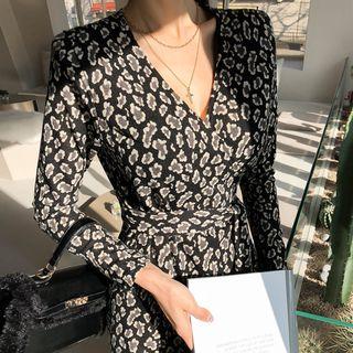 Leopard Maxi Surplice-wrap Dress