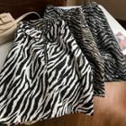 Zebra Print Zip A-line Skirt
