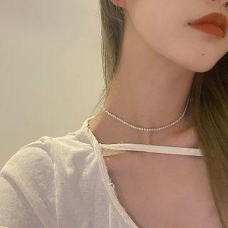 Rhinestone Choker Transparent & Gold - One Size