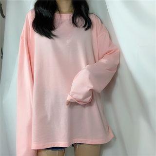Couple Matching Long-sleeve Plain T-shirt