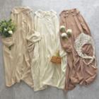 Peter Pan-collar Long-sleeve Plain A-line Dress