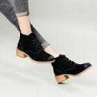 Genuine Leather Block Heel Ankle Boots