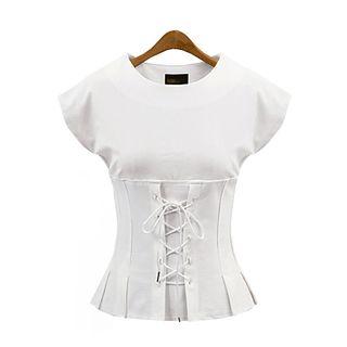 Lace -up Short-sleeve T-shirt