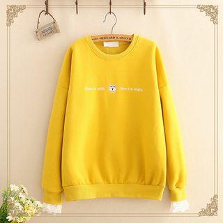Bear Embroidered Round-neck Sweatshirt