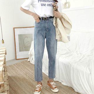High-waist Cropped Straight Cut Jeans