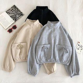 Plain Long-sleeve Fleece Sweatshirt