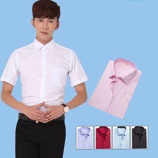 Short-sleeve Plain Dress Shirt