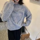 Long-sleeve Heart Cutout Knit Sweater