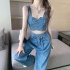 Denim Camisole Top / Wide Leg Jeans / Set