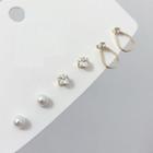Set Of 3: Earring Set - Silver & Gold - One Size