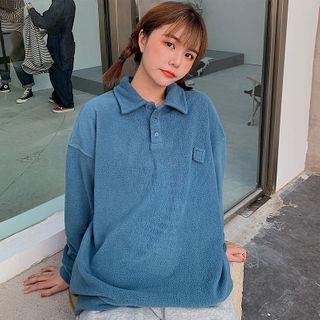 Polo-neck Fleece Sweatshirt