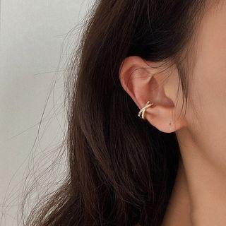 Cross Rhinestone Alloy Cuff Earring