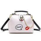 Lip Embroidered Bowler Bag