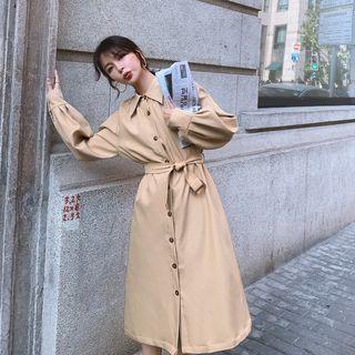 Collared Single-breasted Midi Trench Coat