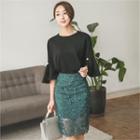 Lace Overlay Pencil Skirt