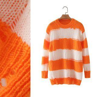 Color Block Sheer Knit Top