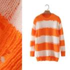 Color Block Sheer Knit Top