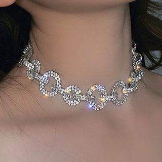 Circle Rhinestone Choker 1 Pc - Circle Rhinestone Choker - Silver - One Size