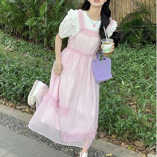 Short-sleeve Midi Dress / Midi Overall Dress