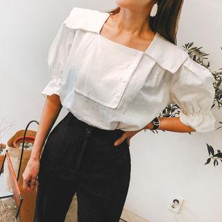 Sailor-collar Square-neck Blouse