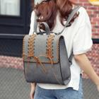 Lace-up Faux-leather Square Backpack