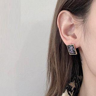 Rectangle Alloy Earring Bm0436 - Black & Purple - One Size