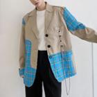 Check Panel Chain-accent Blazer